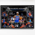 Black Framed Basketball Superstar Shai Gilgeous-Alexander Signed Poster For Kids Fans Room Bedroom Wall Decor-Canvas Art Print Pictures For Teen Boy Birthday Gifts