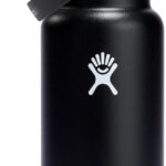 Hydro Flask Water Bottle – Insulated Stainless Steel – Wide Straw Lid, Non Spill, Leakproof in 32 Oz Black