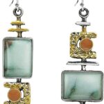 Green Handmade Boho Natural Gemstone Charm Earrings Gold Stone Bead Drop Dangle Earrings for Women