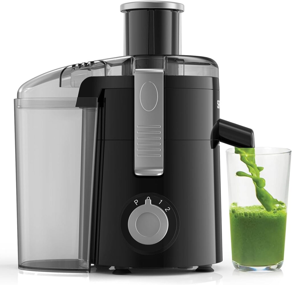 Juicer Machines, SiFENE Compact Centrifugal Extractor, Juice Maker for Vegetable and Fruit with 3 Speed Setting, Non-BPA, Easy to Clean, Black