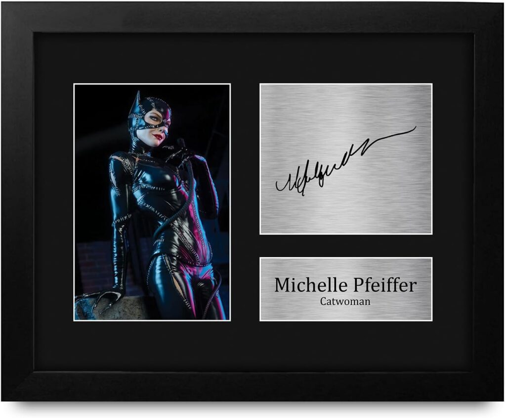 HWC Trading Michelle Pfeiffer Batman Catwoman Framed Gifts Printed Signed Autograph Picture for Movie Memorabilia Fans – US Letter Size