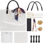 WEBEEDY DIY Tote Bag Making Kit for Adults Beginners DIY Handbag Purse Making Supplies with Handbag Bottom, Handle, Ribbon and More, Handmade Gift for Women Travel Summer Beach Party Birthday,White