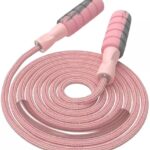 FITMYFAVO Jump Rope Cotton Adjustable Skipping Weighted jumprope for Women，Adult and Children Athletic Fitness Exercise Jumping Rope (Pink)