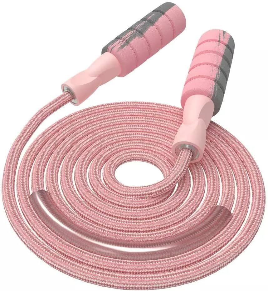 FITMYFAVO Jump Rope Cotton Adjustable Skipping Weighted jumprope for Women,Adult and Children Athletic Fitness Exercise Jumping Rope (Pink)