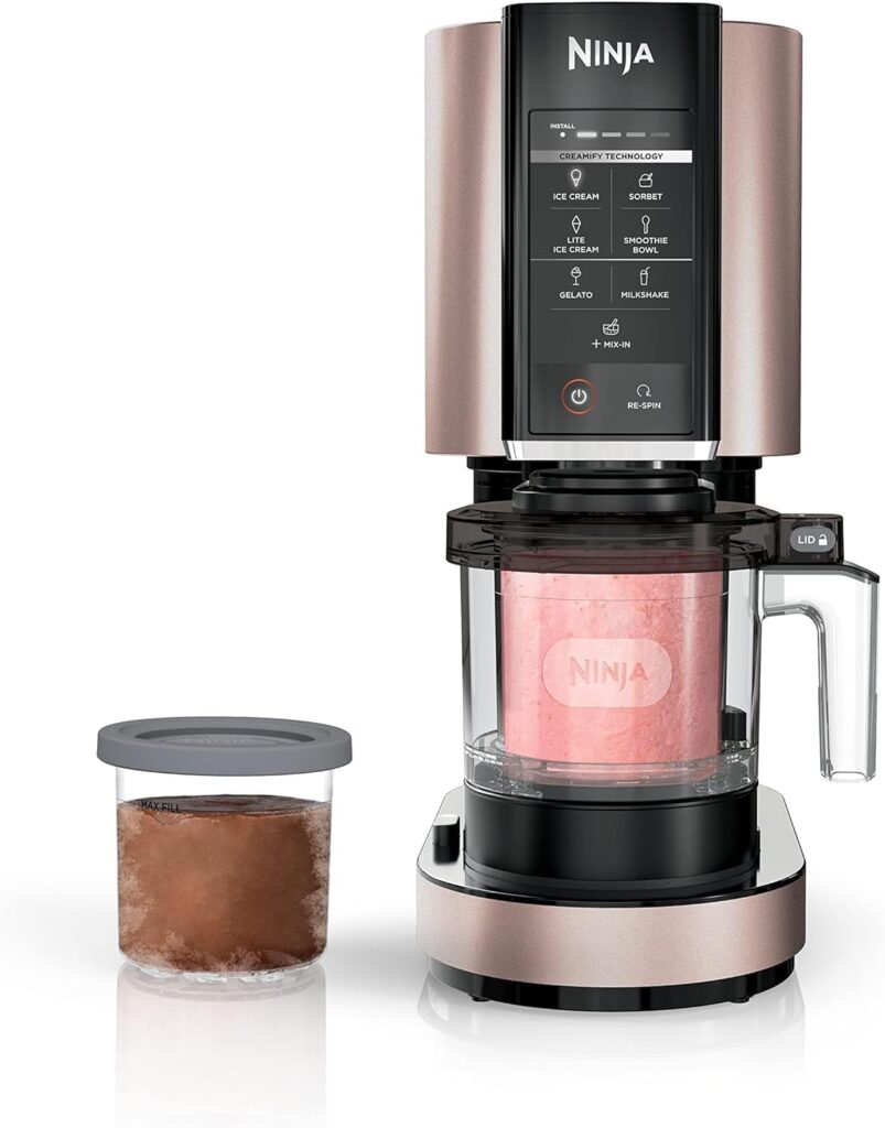 Ninja NC301 CREAMi, Ice Cream, Gelato, Milkshake, Sorbet, and Smoothie Bowl Maker, 7 One-Touch Programs, Rose Gold (Renewed)