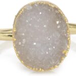 Natural Druzy Gemstone Handmade Gold Plated Adjustable Oval Ring Stone Size approximately 10 * 12mm