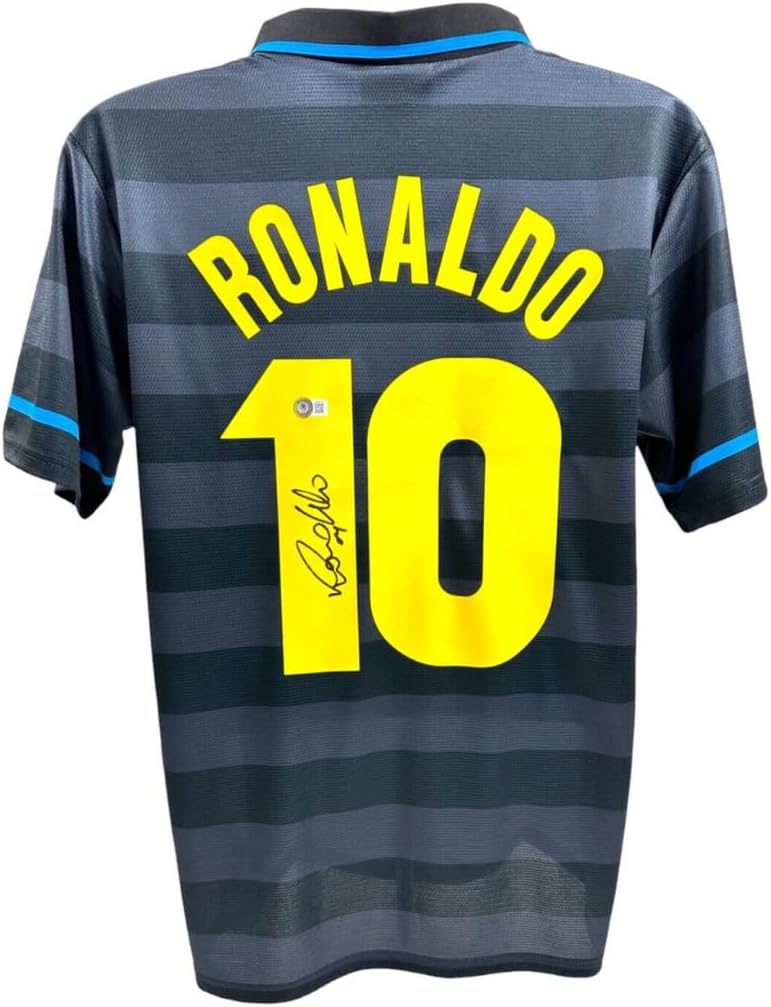 Ronaldo Nazario Signed Inter Soccer Jersey #10, with Beckett COA Grey