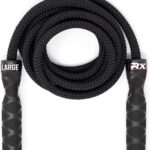 Rx Smart Gear Drag Jump Rope w/Non Slip Ergonomic Handles – Weighted Polypropylene Rope for Fitness & Exercise, Cardio Workout, WOD | Speed Jumping Rope for Men & Women