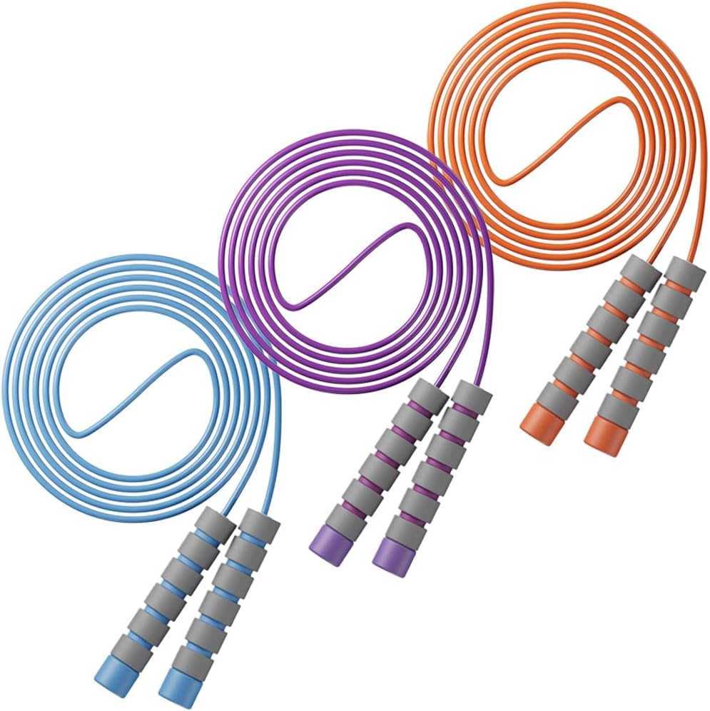 Adjustable Soft Jump Rope for Kids – Anti-Tangle PVC Rope with Non-Slip Foam Handles, Lightweight & Portable Skipping Rope for Fitness, Cardio, Training, and Outdoor Play