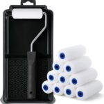 Bates- 4 Inch Foam Paint Roller Set, 12 pcs, Small Paint Roller Kit Includes 1 x Plastic Paint Tray, 1 x Roller Frame & 10 x White Foam Covers