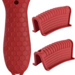 Cast Iron Skillet Handle Covers – 3 Pack Heat Resistant Silicone Pan Handle Sleeve, Non-Slip Pot Handle Covers Potholder for Cast Iron Skillet Pan (Red)