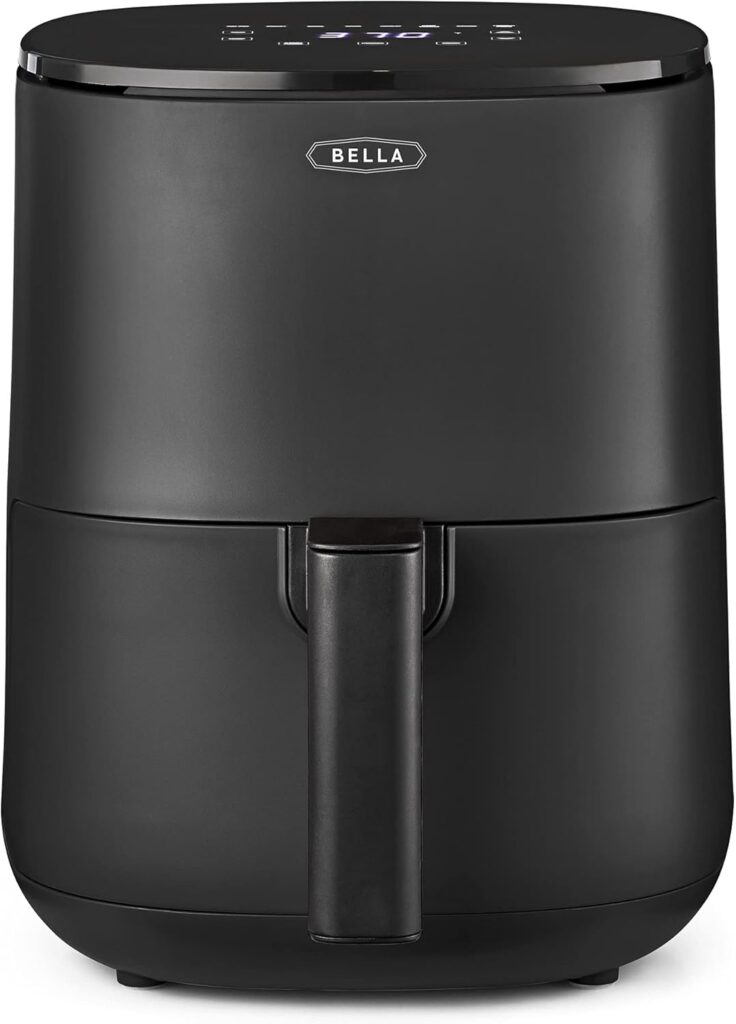 BELLA 3 Qt Touchscreen Air Fryer Oven and 5-in-1 Multicooker with Removable NonstickDishwasher Safe Crisping Tray and Basket, 1400 Watt Heating System, Matte Black
