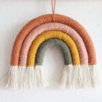 Rainbow Wall Hanging, Macrame Woven Rainbow Wall Decor, Baby Room Decor, Nursery Gift (Greyish-Green, 7x7x0.78in)