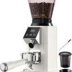 Tuni G1 Conical Burr Coffee Grinder, 48 Grind Settings Anti-static Burr Mill, Precision Electronic Timer and LED Touchscreen for Espresso/Drip/Cold Brew/French Press, Stainless Steel, Ivory