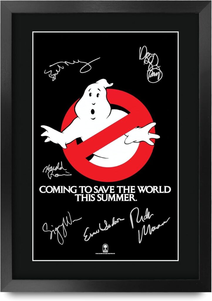 HWC Trading Ghostbusters Movie Poster The Cast Signed 16″ x 12″ Framed Gift Printed Autograph Film Print Photo Picture Display – 16 x 12 Inches Framed