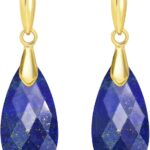 Earrings For Women Lapis Lazuli Dangle Earrings for Women 18K Gold Plated Leverback Lapis Earrings Blue Teardrop Drop Earrings Trendy Natural Crystal Healing Stone Earrings Jewelry for Gifts