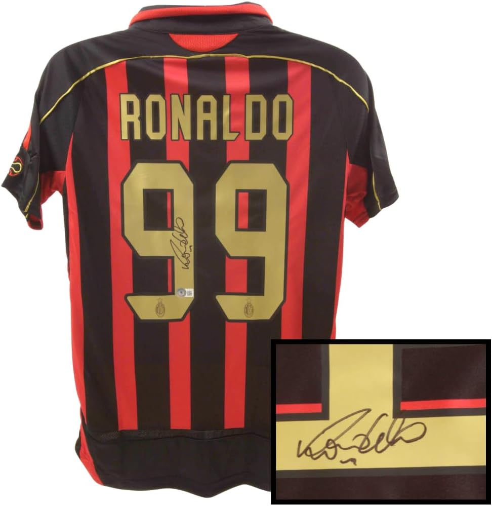 Ronaldo Nazario Autographed Milan Soccer Jersey, Signed with Beckett COA Multi