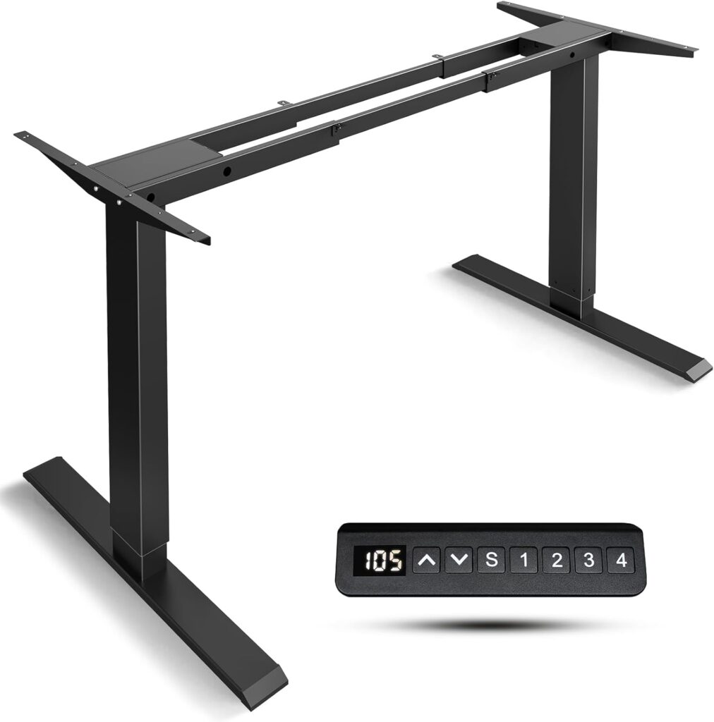 Dual Motor Standing Desk Frame- Height Adjustable Electric Desk Legs, Heavy Duty Sit to Stand Up Desk Base, 4 Memory Settings Controller for Adjustable DIY Desktop, Over 300 lbs Load Capacity