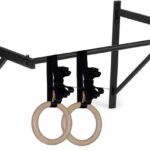 Titan HD Wall Mounted Pull Up Chin Up Bar with 8 in. Wood Olympic Gymnastic Rings – 1.5 in. W Heavy Duty Thick Straps &