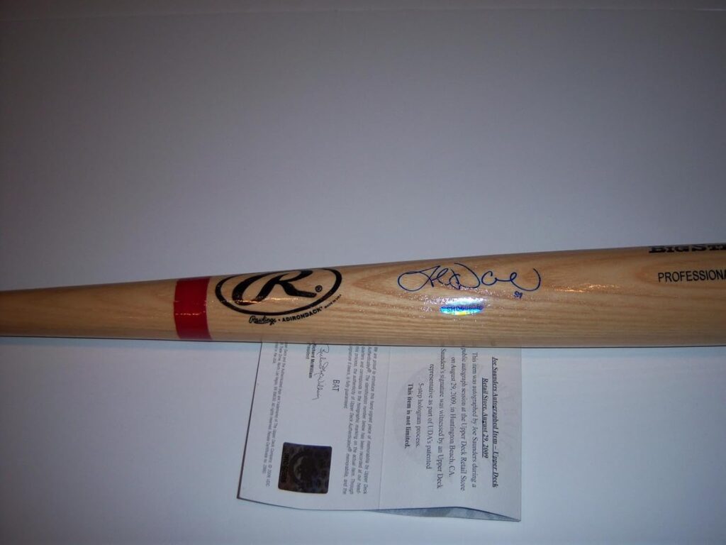Joe Saunders Angels Ws Champs Uda/coa Signed Bat – Autographed MLB Bats