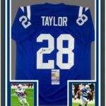 Framed Autographed/Signed Jonathan Taylor 33×42 Indianapolis Blue Football Jersey JSA COA