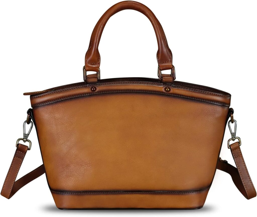 Genuine Leather Handbags for Women Satchel Top Handle Bags Handmade Vintage Crossbody Handbags Retro Tote Purse