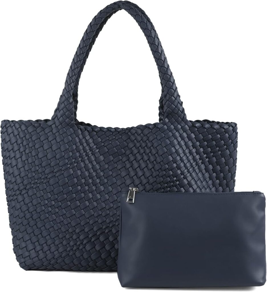 Handmade Woven Bag Satchel Handbag For Women Vegan Leather Tote Bag With Purses Travel Shoulder Bag Underarm Bag