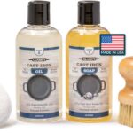 CLARK’S Cast Iron Cleaning Kit with Coconut Oil – Cast Iron Cleaner Set with Seasoning Oil, Soap, Scrub Brush, and Applicator Pad – Restore and Preserve Pan, Skillet, Grill, Dutch Oven, and Wok