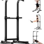 Adjustable Power Tower Pull Up Bar Dip Station, Free Standing Pull Up Rack Dip Station for Home Gym, 400LBS Capacity Height Heavy Duty Multi-Function Home Strength Training Fitness Workout Equipment