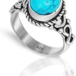 Turquoise Stone Ring, Silver Overlay Handmade Ring, Bohemian Jewelry, Silver Ring For Women Christmas Promise Rings