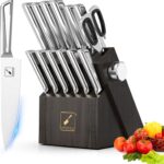 imarku Kitchen Knife Set with Block and Built-in Sharpener, Japanese Stainless Steel 14-Piece Knife Set with Utility Knife, Dishwasher Safe, Non-Slip Ergonomic Handles, Essential Gift for Home Cooks