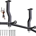 Pull Up Bar Ceiling Mount, 600LBS Heavy Duty Multi Grip Chin Up Bar, 24″/16″ Rafter PullUp Bar, Ceiling Beam for Gym/Garage/Basement with Ball Finger & Round Anchors, Easy to Install