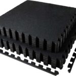 AIRHOP 0.56in Thick 48 Sq Ft Exercise Equipment Mats, 12 Tiles Upgraded Rubber Top with High Density EVA Foam, Large Interlocking Puzzle Gym Flooring for Home Gym, Heavy Weight Workout,Black