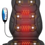 COMFIER Massage Seat Cushion, Back Massager with 8 Vibration Nodes & 5 Modes, Adjustable Chair Massage Pad with Heat for Home Office, Heated Chair Pad,Gifts for Men,Women