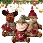 Christmas Gift Bags Zipper Design, Reusable Flax Fabric Christmas Bags For Candy, Apples (Style D)