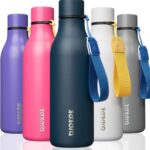 BJPKPK Insulated Water Bottles, 18 oz Stainless Steel Metal Water Bottle with Strap, BPA Free Leak Proof Thermo, Mugs, Flasks, Reusable Water Bottle for Sports & Travel, Navy Blue