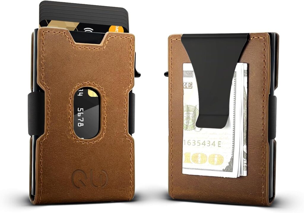 Ultra-Slim Money Clip Wallet for Men, Aluminum Pop up Card Holder Mens Wallet, RFID Protection Minimalist Metal Wallets Billeteras de Hombres Gifts for Men Dad Husband Boyfriend 