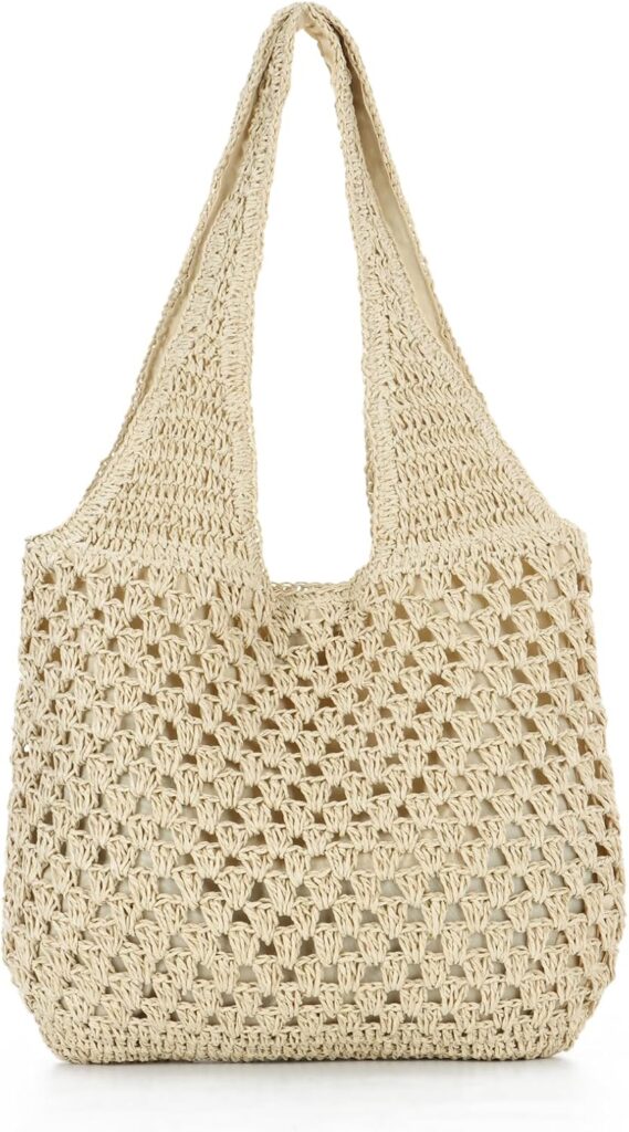 Oweisong Large Straw Beach Bag for Women Handmade Woven Raffia Tote Hobo Summer Shoulder Bag Vacation Handbag