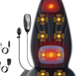 SLOTHMORE Back Massager with Heat, Seat Massager for Full Back with 8 Vibrating Motors and 2 Heat Levels, Chair Massager for Office/Home