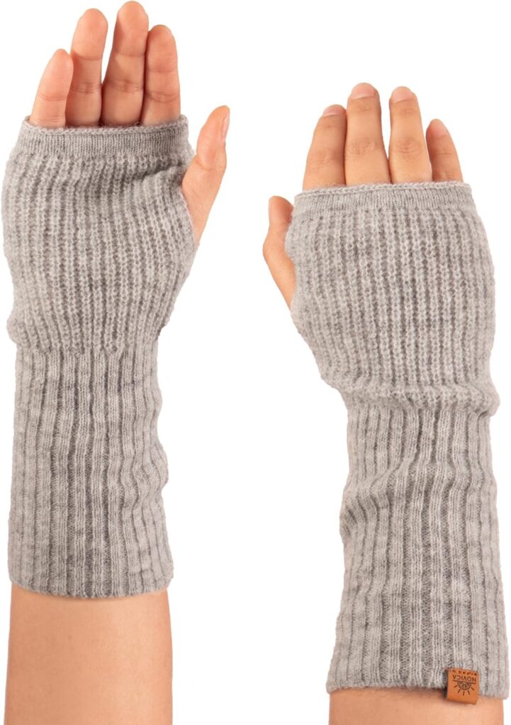 NOVICA Handmade Alpaca Wool Blend Fingerless Gloves Arm Warmers for Women