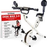 FitDesk Standing Exercise Bike Desk 3.0, Adjustable Height Indoor Cycling Trainer with Laptop Tray, Portable Stationary Fitness Desk for Home Office, Foldable Exercise Workstation, Supports 300 lbs