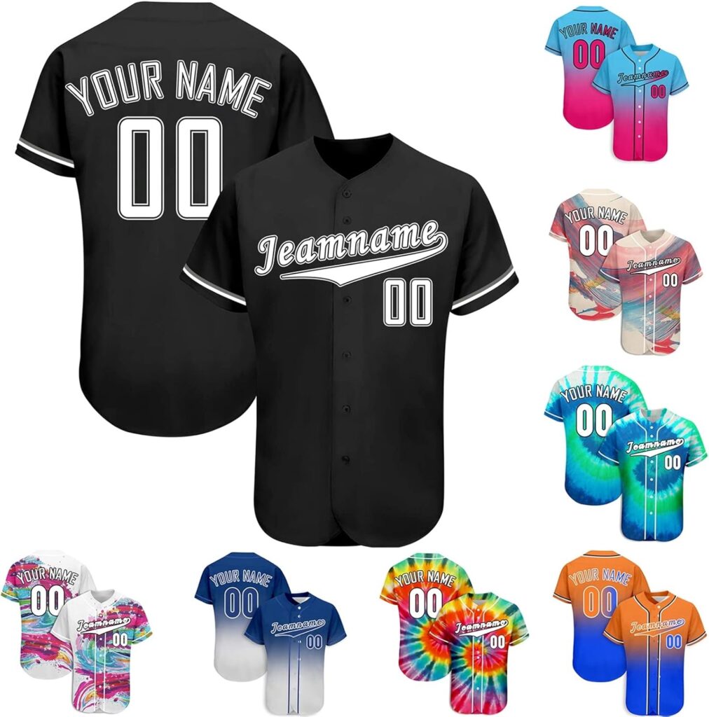 Custom Baseball Jersey Men Button Down Personalized Tee Shirt Sports Fans Print Name Numbers for Women/Kids