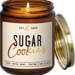 Sugar Cookie Candle, Cookie Candle – ‘Sugar Cookies’ Soy Candles, w/Sugar, Butter & Vanilla – Infused with Essential Oils I Christmas Candles I 9oz, 50 Hour Burn, Handmade in USA