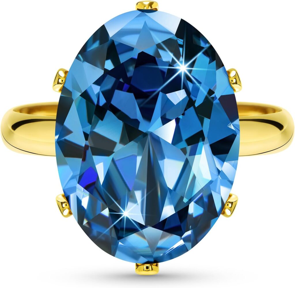 Linawe Cubic Zirconia Imitation Diamond Moissanite Rings for Women, 14K Gold/Rose Gold/Silver Adjustable Chunky Ring, Costume Rhinestone Jewelry for Wedding Engagement