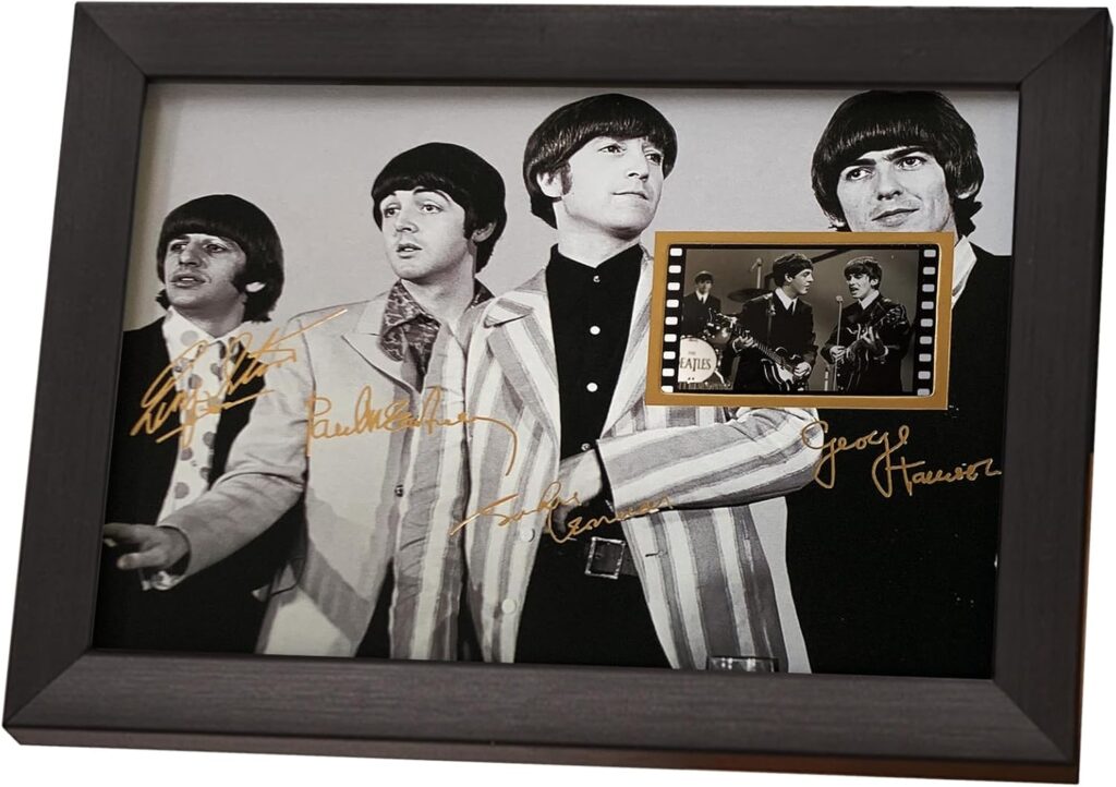 veratwo Classic Beatles Poster Framed Photo Gift 8×6 Inches,with Signed and 1x 35mm Film Display,The Beatles Rock Music Room Decor Gifts for Birthday/Father’s Day/Christmas