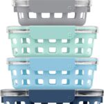 Ello Duraglass Mixed Meal Prep Sets Leak-Proof Glass Food Storage Containers with Silicone Sleeves and Airtight BPA-Free Lids, Dishwasher, Microwave, and Freezer Safe