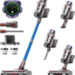 Cordless Vacuum Cleaner, 50KPa 600W 65Mins Vacuum Cleaner for Home, Anti-Tangle Self-standing Stick Vacuum with Scented Tablet, Upgraded Dust Cup Scraping, Vacuum Cordless for Pet Hair/Carpet/Floors