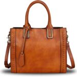 Genuine Leather Satchel Handbag for Women Vintage Handmade Shoulder Bag Cowhide Tote Purse
