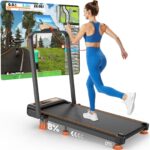 2025 Upgrade Walking Pad Treadmill with 8% Incline & Handle Bar, 3.5HP Portable Treadmill for Home Small, Under Desk Compact Walking Pad 300+lb Capacity, Shock Absorption, 0.6-6mph, Remote, Smart App