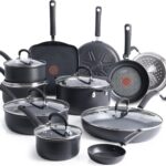 T-Fal Ultimate Hard Anodized Nonstick Cookware Set 17 Piece, Nonstick Pots and Pans Set with Fry Pan, Saucepans, Saute-Pan, Griddle, Dishwasher Safe, Black
